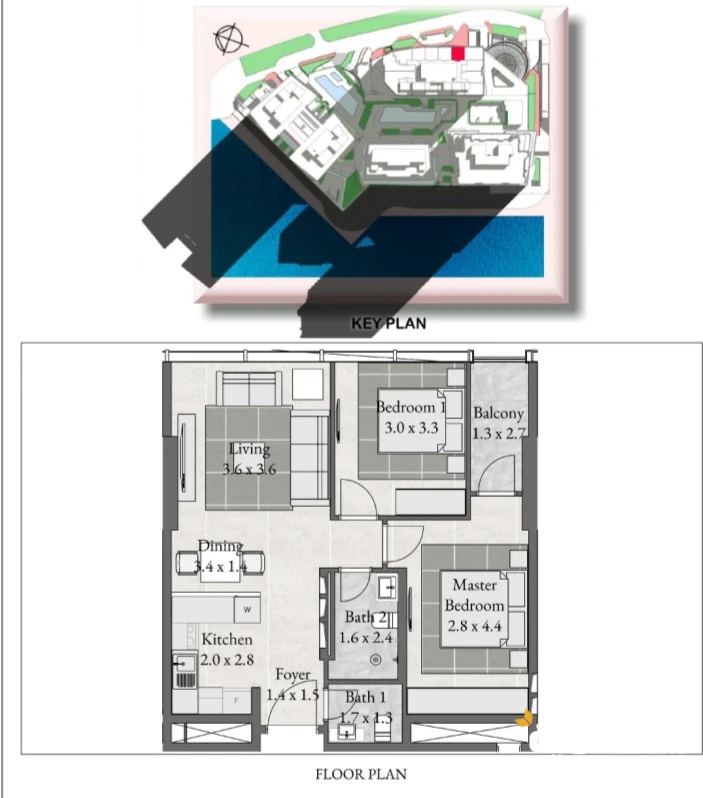 شقة غرفتين وصالة للبيع في جزيرة الريم